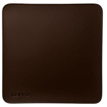 Imagem de Mousepad 20x20 Cm Couro Legítimo Costurado Antiderrapante Preto Marrom Café Havanna Premium (Marrom Café)