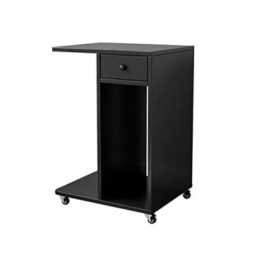 Imagem de SUNESA Suporte de impressão de madeira maciça PC suporte de host base de piso multicamadas bandeja móvel prateleira impressora desktop chassis rack impressora mesa (cor: B)