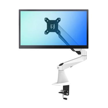Imagem de Suporte de monitor único para a maioria das telas de 38.1 cm-68.6 cm, braço de monitor único de alumínio com base de ilhós, suporte ajustável para monitor de molas a gás, suporte para monitor VESA 75