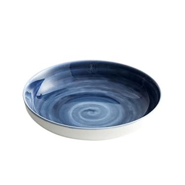 Imagem de Prato de serviço Pratos de jantar de cerâmica redondos chineses prato de jantar de porcelana de 26 cm prato grande prato fundo pratos seguros para micro-ondas/lava-louças (tamanho: B)