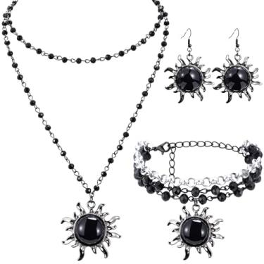 Imagem de Tondiamo Conjunto de 3 peças de joias góticas de colar de cruz para mulheres, brincos góticos, pulseira em camadas, gargantilha Y2k, acessório de fantasia, ONE SIZE, liga metálica, pérola sintética