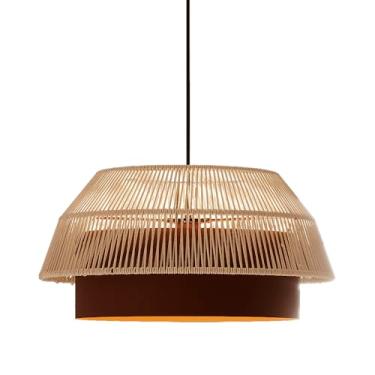 Imagem de Lustre Pendente Blumenau Gaia 50Cm E27 Bivolt Marrom Gold e Fio Macramê Cru