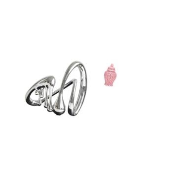 Imagem de Fenteer Escultura de Arte Abstrata Minimalista E Jarra de Cerâmica com Gengibre, Vaso de Porcelana com Tampa para Presente de Inauguração E Arranjo Floral, Or