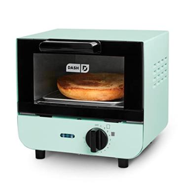 Imagem de Dash Mini torradeira DMTO100GBAQ04 para pão, bagels, biscoitos, pizza, paninis e mais com assadeira, rack, função de desligamento automático, água