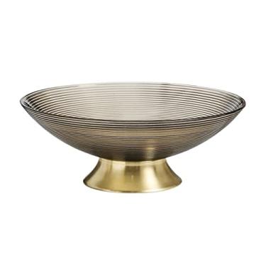 Imagem de URGDWEKJY Tigela de frutas, bancada, cesta de frutas, sala de estar, mesa de café, prato de frutas doméstico, bandeja de frutas de vidro listrado, tigela de salada, sobremesa, prato de doces, tigela