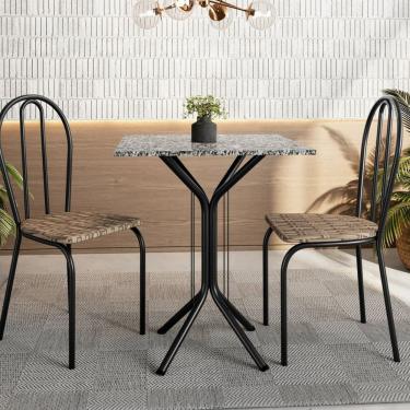 Imagem de Conjunto para Sala de Jantar e Cozinha 4 Lugares com 2 Cadeiras Juliete Preto/Ocre