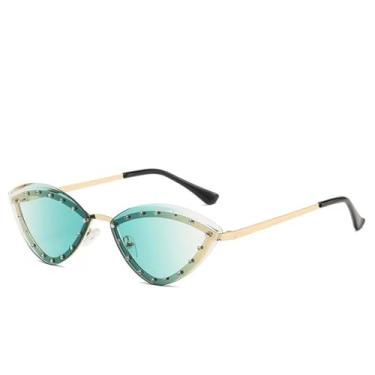 Imagem de Óculos de sol estilo olho de gato com armação de metal, feminino e masculino, oval, vintage, elíptico, para mulheres, óc