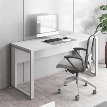 Imagem de Mesa de Escritório Plataforma 120cm 1 CX Tomada Pé Metal F5 - F5 Offic