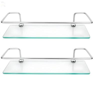 Imagem de Porta Shampoo para Banheiro em Alumínio e Vidro - Suporte Reto 30cm, Organizador Moderno com Base de Vidro Temperado (2)