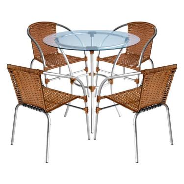 Imagem de Conjunto Pool Mesa e 4 Cadeiras Aluminio Fibra Area Gourmet Acesse Moveis