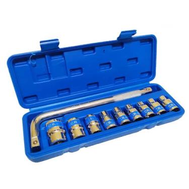 Imagem de Jogo De Soquete Pito Sextavado 10 Peças E Chave L Aço CRV - IDEA