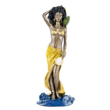 Imagem de Escultura Orixá Oxum Brilho das Águas 22 cm em Resina - Lua Mística - 