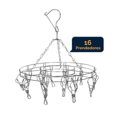 Imagem de Varal Roupas Intimas Prendedores Inox Multiuso Peças Meias - Prateado 