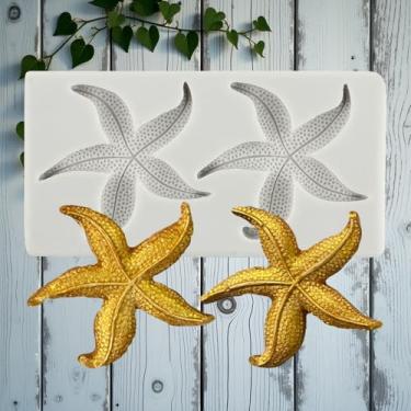 Imagem de Moldes de silicone estrela do mar fondant estrela do mar molde de chocolate para decoração de bolo tema marinho enfeite de cupcake doce polímero argila pasta de goma