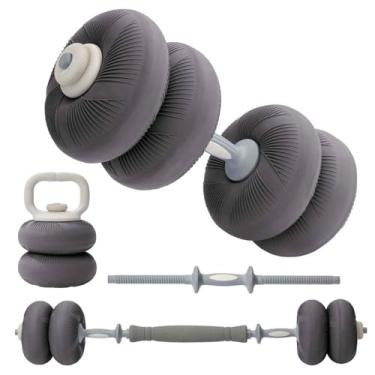 Imagem de YOTTOY Conjunto de halteres ajustáveis 3 em 1, kettlebell de halteres de 9 a 18 kg com placas macias, conjunto de pesos de academia em casa para treinamento de força (branco, 9 kg)