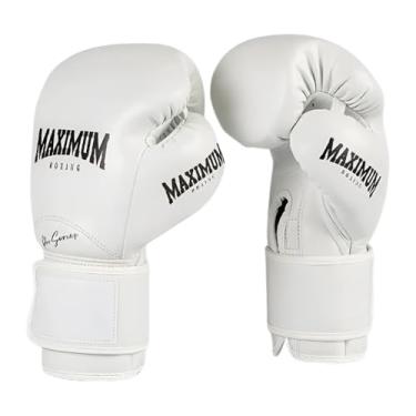 Imagem de Maximum Pro Séries Luvas de Boxe e Muay Thai, Branca, 14oz, Couro Premium, Modelagem 3D, Proteção Extra para Punhos e Polegares
