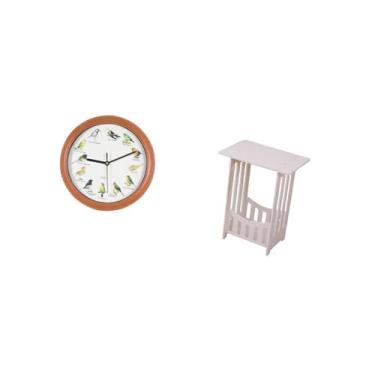 Imagem de Fenteer Relógio de Parede com Pássaros Cantores, Relógios Decorativos para Cozinha, Decoração de Casa, Mesa de Cabeceira Pequena, Portátil, Versátil, Prática,