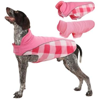 Imagem de Kuoser Casaco reversível para cães, quente e impermeável, casacos de inverno xadrez estilo britânico, colete de clima frio para filhotes, roupas à prova de vento, jaquetas de neve para cães pequenos,