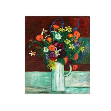 Imagem de Pôster e impressões em tela de flores vintage - reprodução de pintura de arte de parede famosa - buquê de flores em vaso - imagens para sala de estar 50 x 60 cm 20 x 24 pol sem moldura