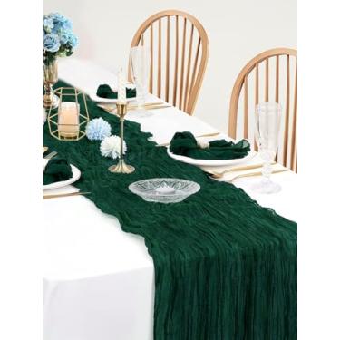 Imagem de 1 peça de bandeiras de mesa plissadas, estilo rústico, bandeiras de mesa de gaze de 90 x 39 cm, bandeiras de mesa de casamento transparentes de parque, adequadas para decoração de casamento, recepção
