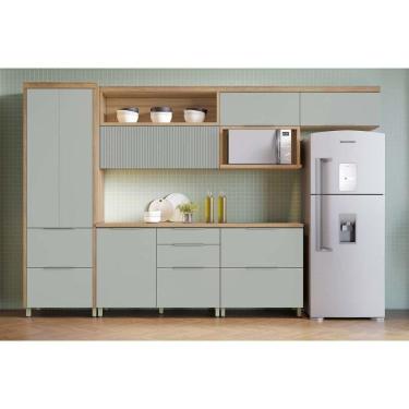Imagem de Cozinha Modulada Nesher Marquesa 6 Peças (3aéreos+2balcões+1paneleiro) C6p86 Nature-verde-nesher
