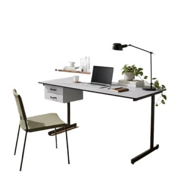 Imagem de Mesa de Escritório com 2 Gavetas e Chave – Home Office 120x60cm | Design Moderno, Pés de Ferro, Espaçosa e Funcional