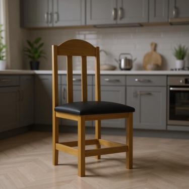 Imagem de Kit Com 2 Cadeiras De Jantar Madeira Maciça Safira - Imbuia Com Estofado Corano Preto