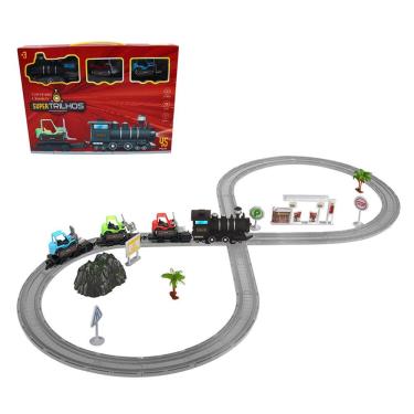Imagem de Ferrorama Locomotiva Com Luz Iron Rails 1,08m X 47,5cm 45 Pc