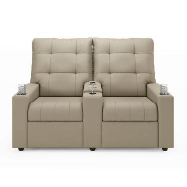 Imagem de Poltrona Reclinável Para Cinema Parma 2 Lugares Baú Usb Veludo Bege Fh1 - D'rossi