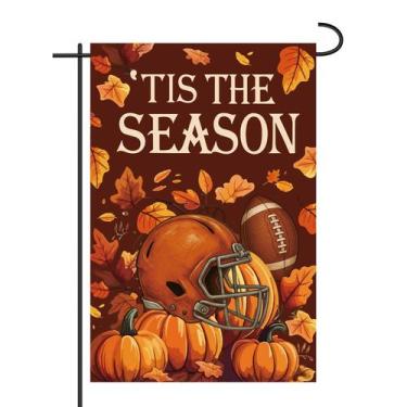 Imagem de Bandeira de jardim Goktvai Fall Football 45x30cm frente e verso