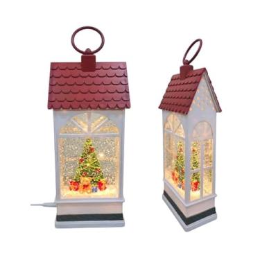 Imagem de Lanterna Decorativa Musical Natalina com Globo de Neve, LED, Iluminação Decorativa, Enfeite de Natal