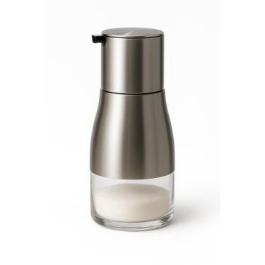 Imagem de Porta Temperos de Vidro 320ml com Tampa e Bico Dosador – Aço Inox Escovado, Elegante e Durável