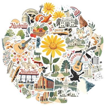 Imagem de 50 peças de adesivos retrô de flores americanas marcos da música de Nashville, adesivos de flores americanas, para telefone faça você mesmo, guitarra, notebook, mala, copo faça você mesmo, telefone