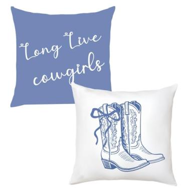 Imagem de khanoqq Pacote com 2 capas de almofada, capas de almofada estilo cowgirl coquete estilo westrn, capas de almofada para vaqueiras, 46 x 45,7 cm, para vaqueiras, sofá, cama, cadeira, escritório, sala de