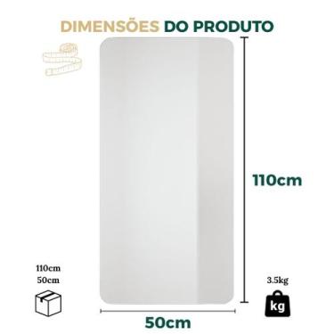 Imagem de Espelho Decorativo Grande Retangular 110x50cm Corpo Inteiro Banheiro S