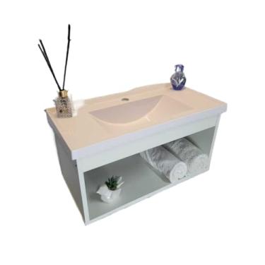 Imagem de Armário Slim 60cm Gabinete de banheiro Casa Gabinete de Banheiro Armário Banheiro Com Pia Slim 60cm(BRANCO)