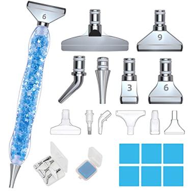 Imagem de Avimegii- 19PCS Diamond Art Acessórios e Ferramentas, Luminous 5D Diamond Painting Pen, 40% Thicken Comfort Grip Diamond Art Pens com 12Pcs Pen Tips, Azul