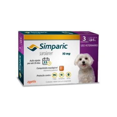 Imagem de Antipulgas Simparic Cães 10mg 2,6 a 5 kg 3 comprimido - Zoetis
