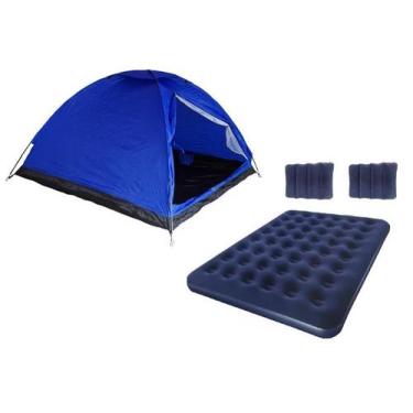 Imagem de Barraca camping 4 pessoas + colchão casal + 2 travesseiros - Ômega