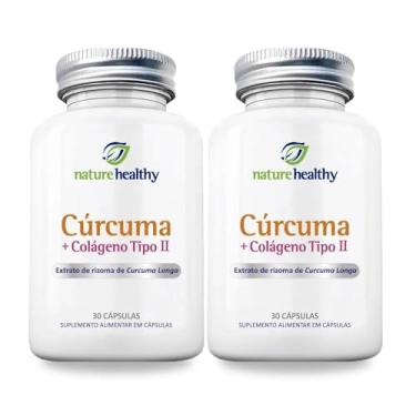 Imagem de COMBO c/ 2 - EXTRATO DE CÚRCUMA LONGA 130MG + COLÁGENO TIPO II 40MG c/ 30 NATURE HEALTHY
