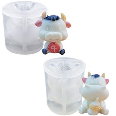 Imagem de Bandeja de cubo de gelo de vaca com tampa, molde de máquina de gelo para freezer com recipiente, para resfriar uísque, coquetéis, café, vinho, fácil liberação livre de BPA (modelo aleatório 2)