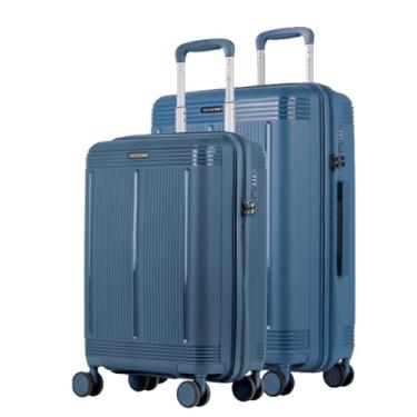 Imagem de Kit de Malas de Viagem Indestrutível em Polipropileno, Cadeado Fixo Flat com Segredo, Rodas 360° Silenciosas – Pulse (Azul Petróleo, Pequeno + Grande)