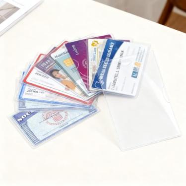 Imagem de Pacote com 6 capas protetoras de cartão, porta-cartões de plástico transparente de 24 mm, capas impermeáveis de 9 x 6 cm para cartões de segurança social, cartões de crédito, identidade, carteira de