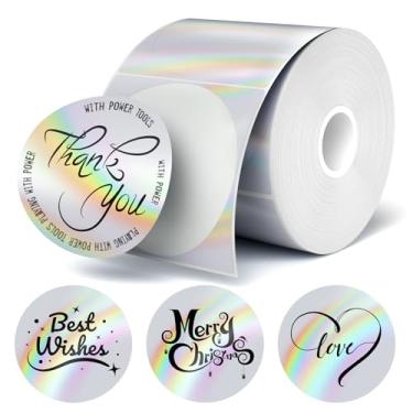 Imagem de Etiquetas adesivas térmicas holográficas de 7,5 cm, com onda arco-íris e glitter, adequadas para etiquetas, aplicações de logotipo DIY personalizado, à prova d'água e resistente a rasgos, sem resíduos