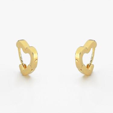 Imagem de Brinco Argola De Coração Lisa Banhado A Ouro 18k Pequeno