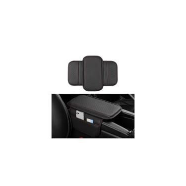Imagem de Sandfren Capa de console central de carro, almofada de apoio de braço de couro com 2 sacos de armazenamento, acessórios de almofada de assento de descanso de braço interior automotivo, universal para