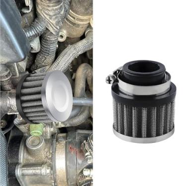 Imagem de HQRNYP Filtro de ar, respirador de tampa de válvula, limpador de filtro de ar frio do cárter automático de 25 mm com braçadeira ajustável, limpador de ventilação turbo respiratório, acessórios