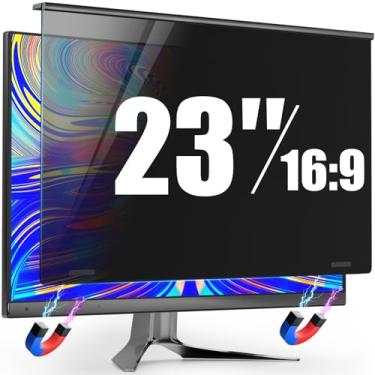 Imagem de Tela magnética de privacidade para monitor de computador sem moldura com proporção de 53 polegadas 16:9, protetor de tela com luz azul pendurada, protetor de tela antiespião, filtro de privacidade