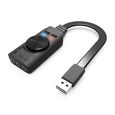 Imagem de Placa de Som Externa USB 2 0 GS3 Adaptador Virtual 7 1 Canais com Entradas para Fone Ouvido e Microfone Controle Volume Mudo do Plug and Play Desktop Notebook PC Sem Necessidade Drivers