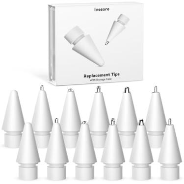 Imagem de Inesore Pontas de substituição para Apple Pencil Pro, várias opções de acessórios de pontas duráveis de metal para Apple Pencil Pro/2ª geração/1ª geração/USB-C (pacote com 12)